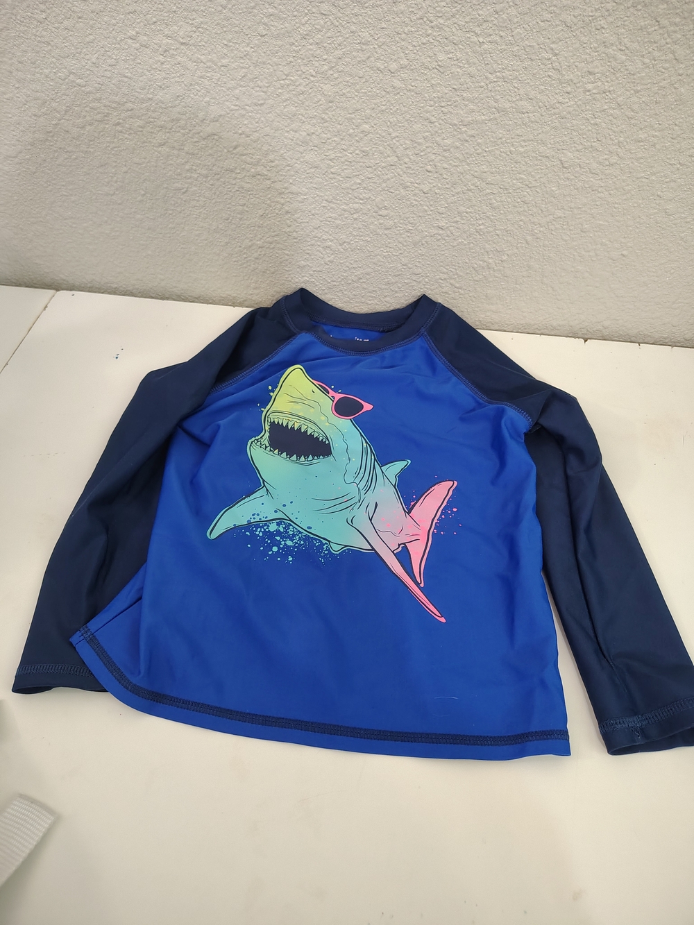 Jumping Beans Boys Shark Rash Guard Long Sleeve Swim Shirt 3T Blue Toddler